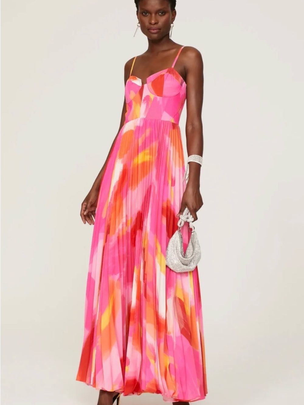HUTCH Hot Pink Abstract Sleeveless Sweetheart Neckline Corset Mali Gown Size 4